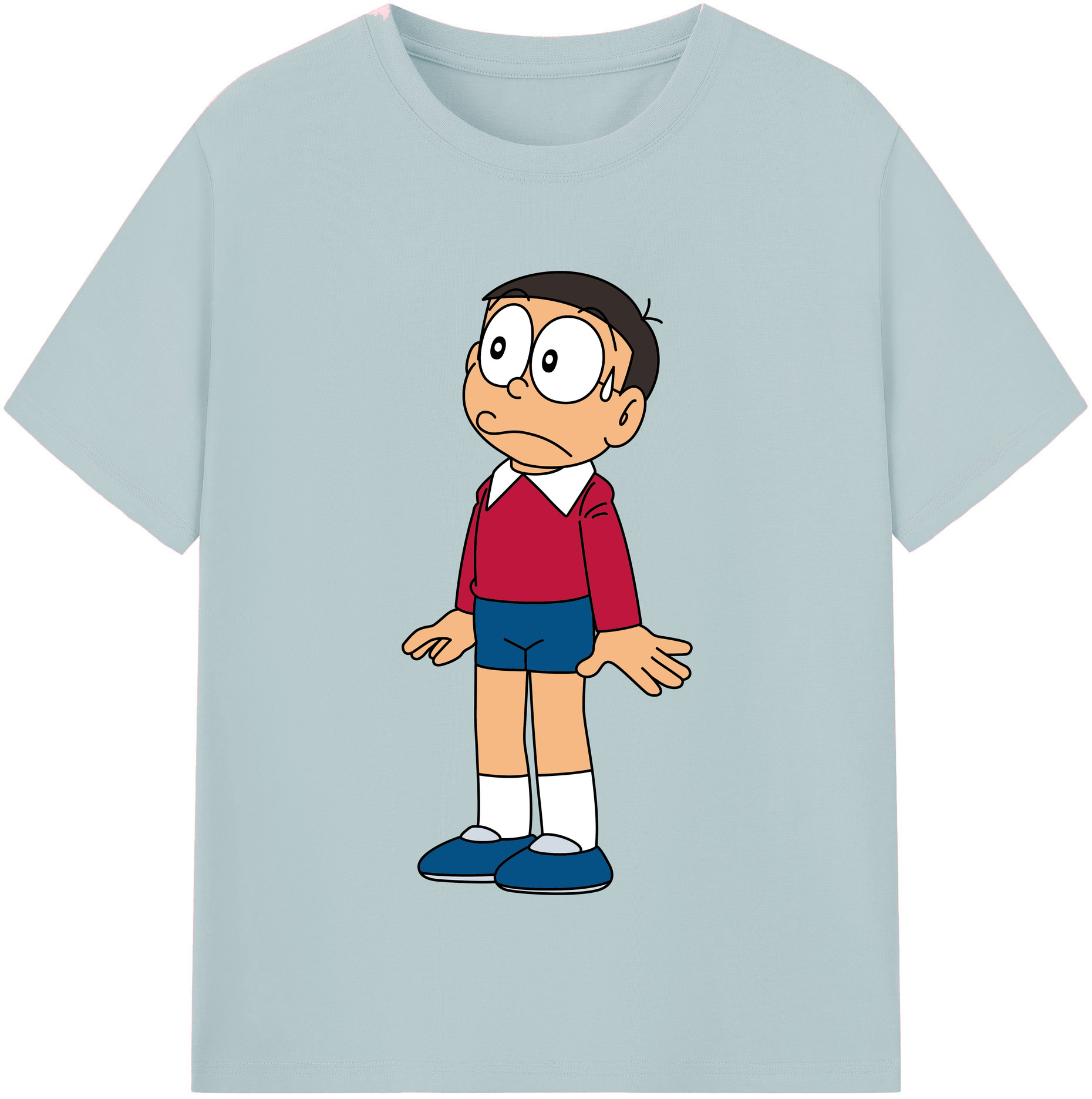 （画像用） ドラえもん 野比 のび太 Doraemon Nobita Nobi 綿100％半袖Tシャツ（フロントプリント）
